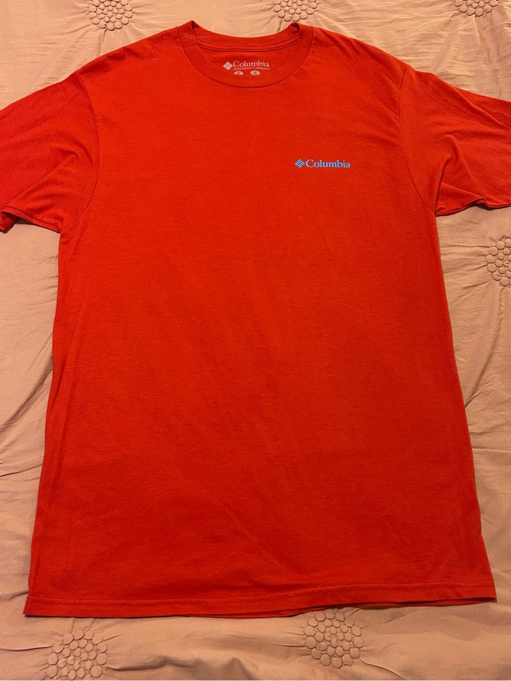 Columbia Men's Short-Sleeve Logo Tee - Bright Red with Blue Logo